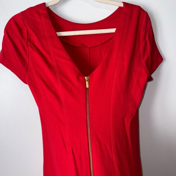 Banana Republic Red Short Sleeve A-Line Dress With Back Zip Closure Size 4 - Picture 5 of 8